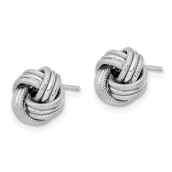 14K White Gold Knot Polished D/C Post Earrings