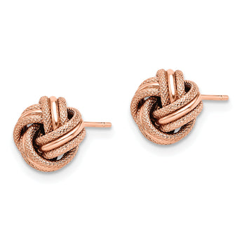 14K Rose Gold Knot Polished D/C Post Earrings