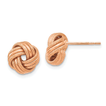 14K Rose Gold Knot Polished D/C Post Earrings
