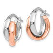 14K White Gold Rose-plated Polished Hoop Earrings