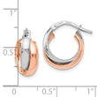 14K White Gold Rose-plated Polished Hoop Earrings