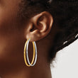 14K with Rhodium Polished Hoop Earrings