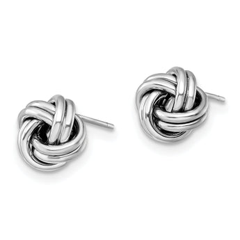 14K White Gold Polished Love Knot Post Earrings