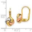 14K Tri-Color Polished Love Knot Leverback Earrings
