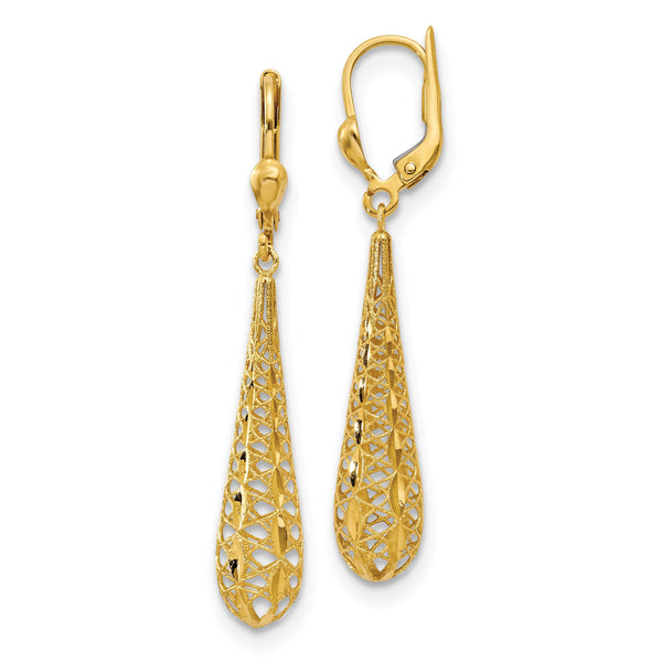 14K Polished Fancy Leverback Earrings