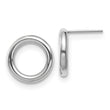 14K White Gold Polished Circle Post Earrings