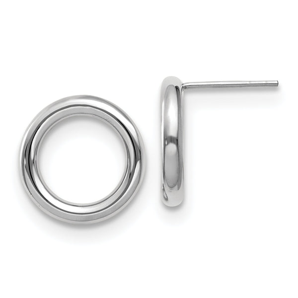 14K White Gold Polished Circle Post Earrings