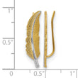 14K w/Rhodium Polished Feather Ear Climber Earrings - Birthstone Company