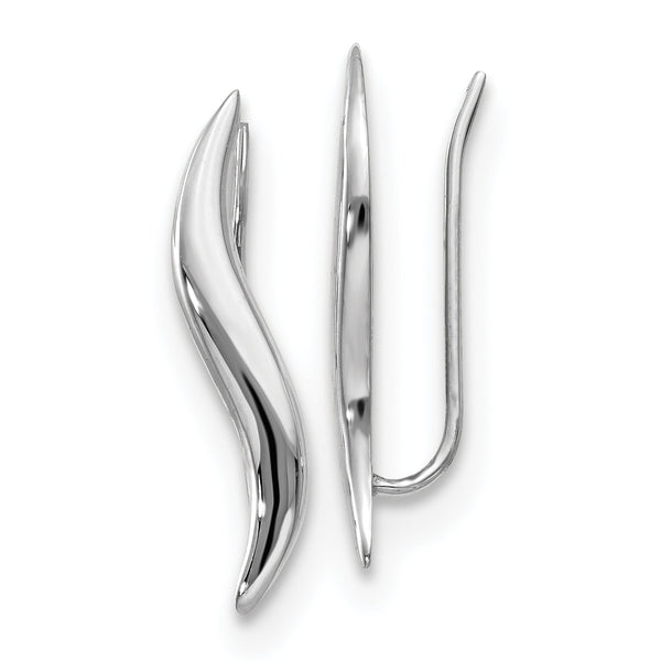 14K White Gold Polished Fancy Ear Climber Earrings
