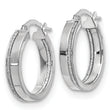 14K White Gold Polished Glimmer Infused Hoop Earrings