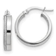 14K White Gold Polished Glimmer Infused Hoop Earrings
