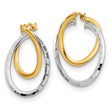 14K with White Rhodium Polished Fancy Hoop Earrings