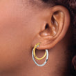 14K with White Rhodium Polished Fancy Hoop Earrings