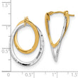 14K with White Rhodium Polished Fancy Hoop Earrings