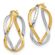 14K Two-tone Polished Criss Cross Hoop Earrings