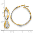 14K Two-tone Polished Criss Cross Hoop Earrings