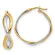 14K Two-tone Polished Criss Cross Hoop Earrings