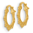 14K Polished Fancy Pattern Hoop Earrings