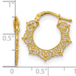 14K Polished Fancy Pattern Hoop Earrings