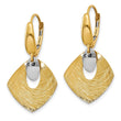14K Polished and Textured Fancy Leverback Earrings