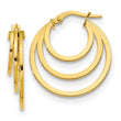 14K Polished Fancy 3 Hoop Earrings