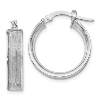 14K White Gold Glimmer Hoop Earrings