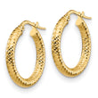 14K 3x15 D/C Round Hoop Earrings