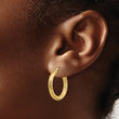 14K 3x15 D/C Round Hoop Earrings