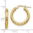 14K 3x15 D/C Round Hoop Earrings