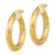 14K 3x15 D/C Round Hoop Earrings