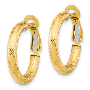 14K 3x15 D/C Round Omega Back Hoop Earrings