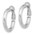 14K 3x15 White Gold D/C Round Omega Back Hoop Earrings