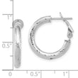 14K 3x15 White Gold D/C Round Omega Back Hoop Earrings