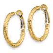 14K 3x20 D/C Round Omega Back Hoop Earrings