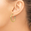 14K 3x20 D/C Round Omega Back Hoop Earrings