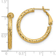 14K 3x20 D/C Round Omega Back Hoop Earrings