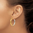 14K with White Rhodium Polished and D/C Hoop Earrings