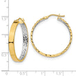 14K with White Rhodium Polished and D/C Hoop Earrings