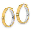 14K with White Rhodium Polished and D/C Hoop Earrings