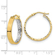 14K with White Rhodium Polished and D/C Hoop Earrings
