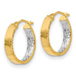 14K with White Rhodium Polished and D/C Hoop Earrings