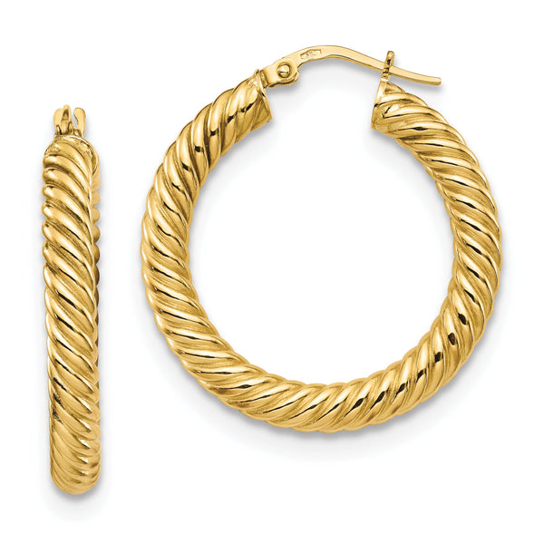 14K Polished Twisted Hoop Earrings