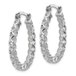 14K White Gold Polished D/C Hollow Hoop Earrings
