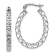 14K White Gold Polished D/C Hollow Hoop Earrings