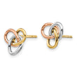 14K Tri-color Polished Rings Post Earrings