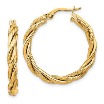14K Polished Twisted Hoop Earrings
