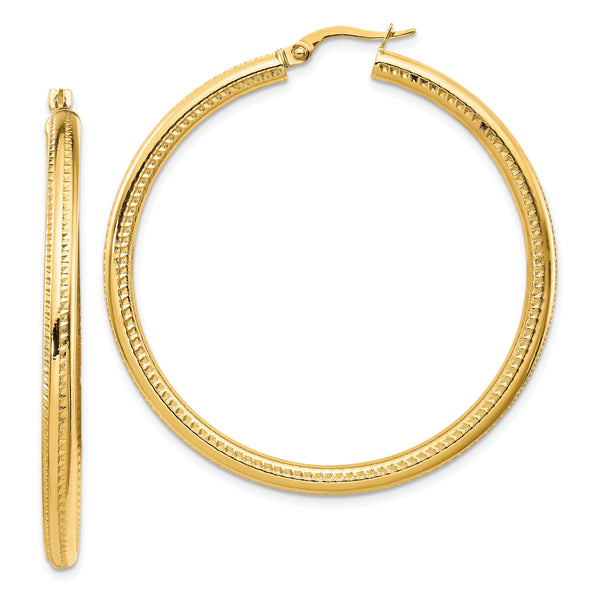 14K Fancy Hoop Earrings