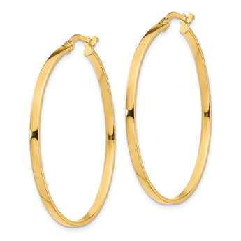 14K 2mm Polished Hoop Earrings