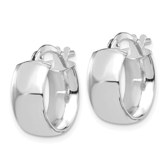 14K White Gold 6mm High Polished Huggie Earrings