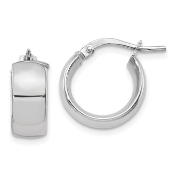 14K White Gold 6mm High Polished Huggie Earrings